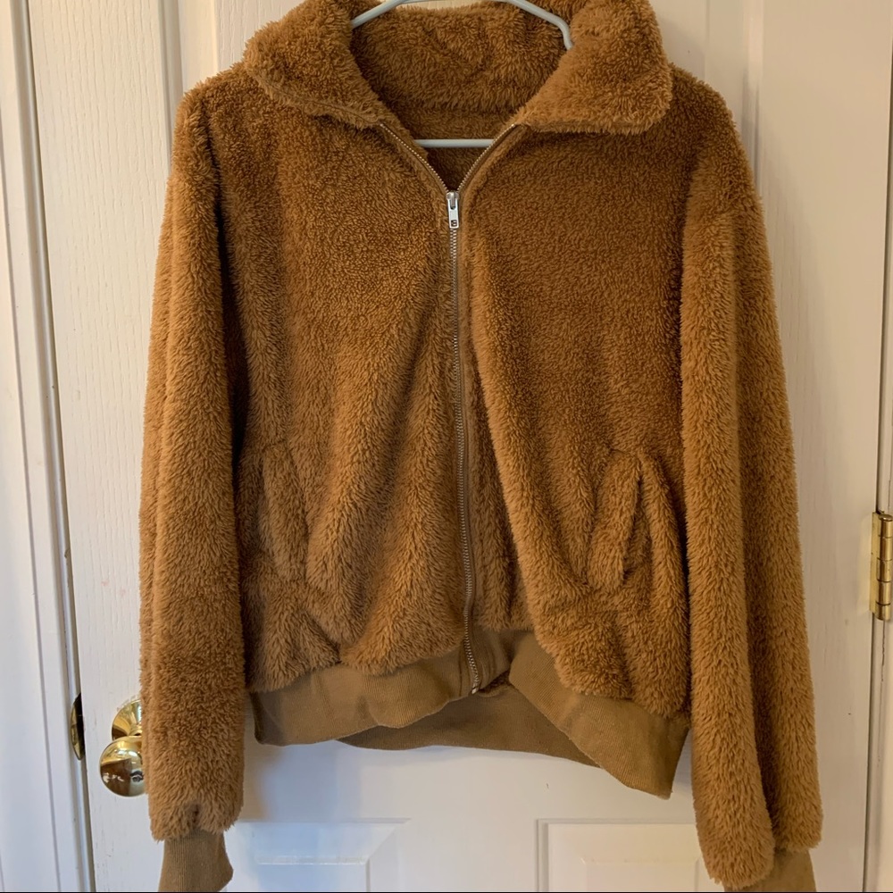 Brown Fuzzy Zip-Up
